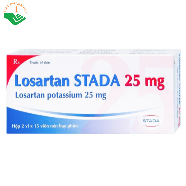 Viên nén Losartan Stada 25mg điều trị tăng huyết áp, giảm nguy cơ đột quỵ